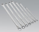 Double End Ring Spanner Set 7pc Extra-Long Metric