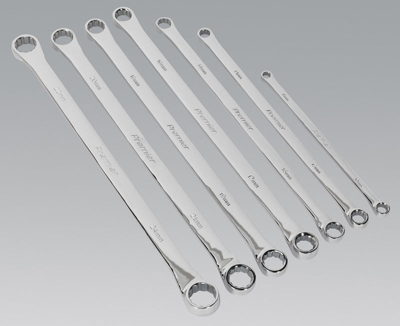 Double End Ring Spanner Set 7pc Extra-Long Metric